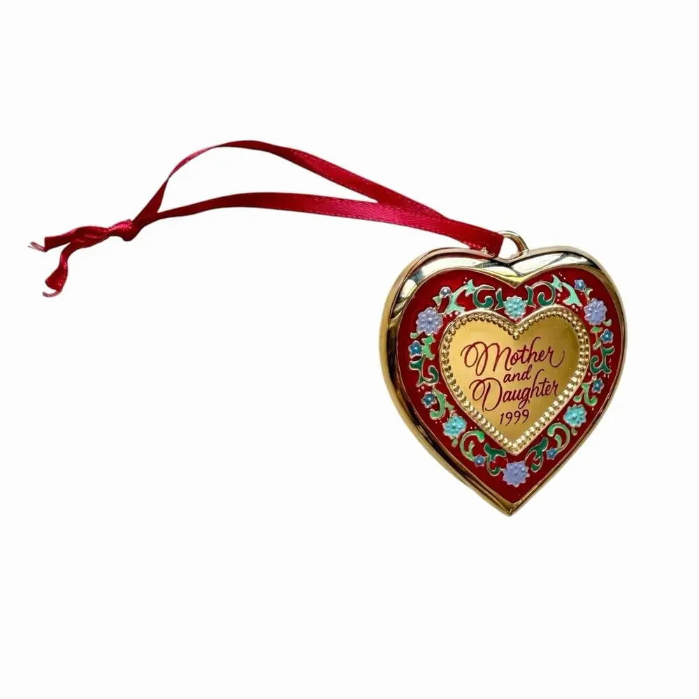 Vintage Hallmark Keepsake Mother and Daughter Heart Christmas Ornament 1999